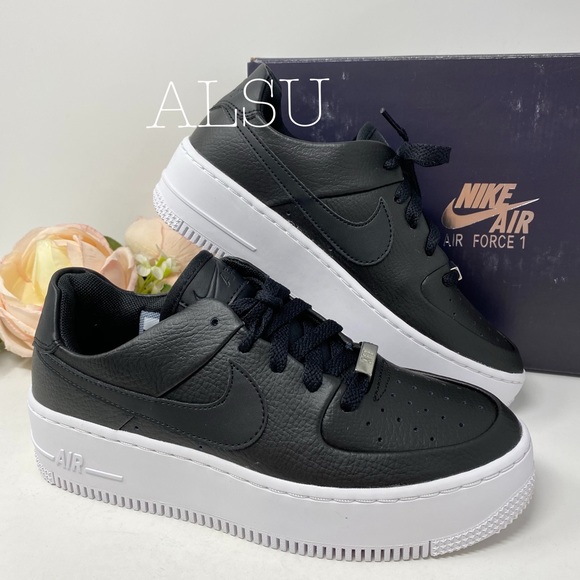 Nike Air Force 1 Sage Low Black Leather W AUTHENT - Picture 5 of 8